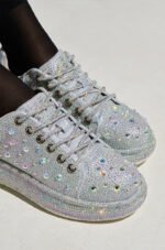 AZALEA WANG AZURE SILVER RHINESTONE SNEAKER - Image 4