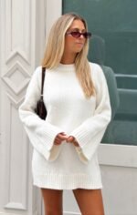 Lorraine Mini Dress ~ Winter White Knit