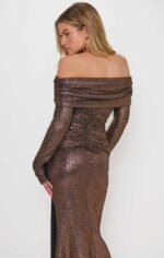 Vanessa Maxi Dress ~ Bronze Metallic Stretch - Image 4