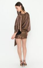 Fonda Mini Dress ~ Bronze Metallic Stretch - Image 3