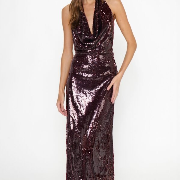 Simone Maxi Dress ~ Burgundy Sequins