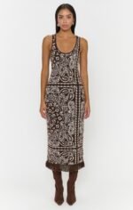 Maisie Sweater Dress ~ Brown Bandana Knit