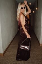 Simone Maxi Dress ~ Burgundy Sequins - Image 4