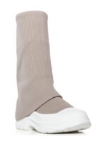 AZALEA WANG FILLIPA RIBBED KNIT SNEAKER BOOT IN BROWN - Image 3