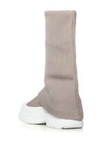 AZALEA WANG FILLIPA RIBBED KNIT SNEAKER BOOT IN BROWN - Image 4