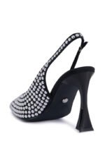 AZALEA WANG ALMIDA BLACK SLING BACK STUD EMBELLISHED PUMP - Image 4