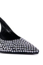 AZALEA WANG ALMIDA BLACK SLING BACK STUD EMBELLISHED PUMP - Image 6
