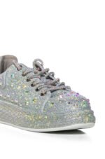 AZALEA WANG AZURE SILVER RHINESTONE SNEAKER - Image 8