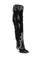 AZALEA WANG CREWE BLACK EMBELLISHED WESTERN BOOT - Image 3