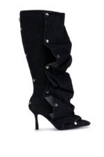 AZALEA WANG IMOGINE BLACK DENIM BOOT - Image 2